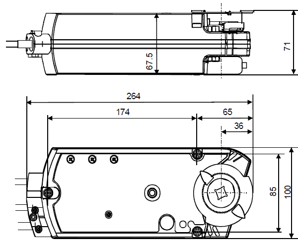 Размеры электропривода Siemens GGA126.1E